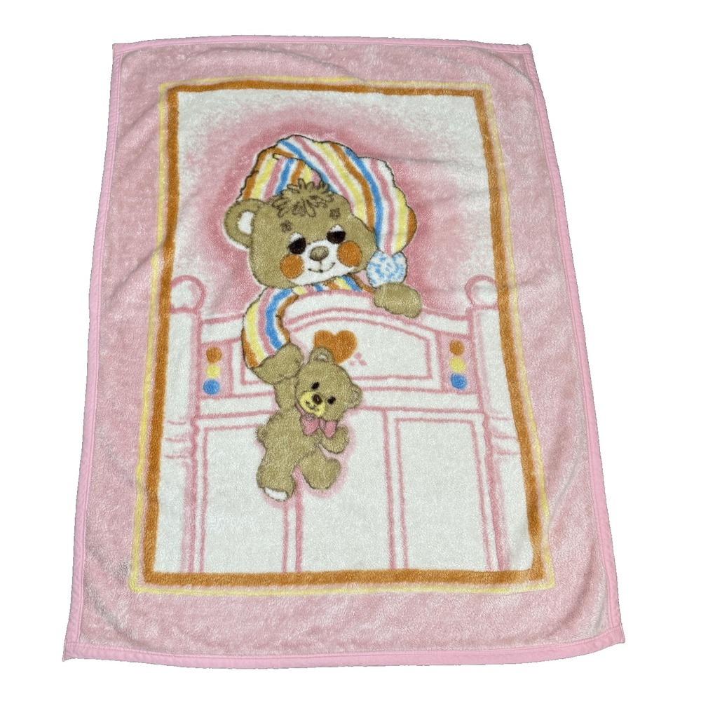 Sleepy‎ Teddy Bear Baby Crib Blanket Pink Acrylic Plush Sherpa Nursery Toddler